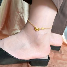 TA675 Lắc chân nữ titan mặt hình trái tim
