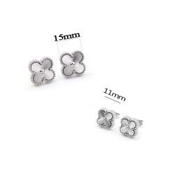TB139 Bông tai titan LV hoa 4 cánh Van Cleef móc chạm máy