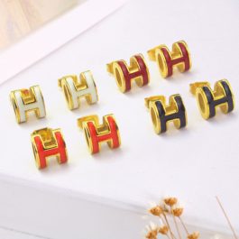 TB140 Bông tai titan chữ H thời trang Hermes