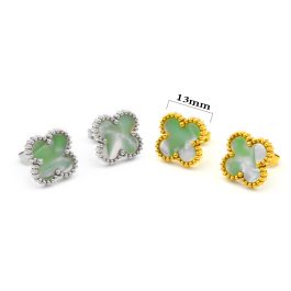 TB160 Bông hoa tai titan cỏ 4 lá van cleef vân đá 13mm