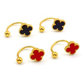 TB218 Bông tai nữ titan hoa 4 cách Van Cleef LV
