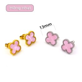 TB286 Bông tai nữ titan van cleef nền màu hồng nhạt