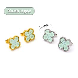TB294 Bông tai nữ titan van cleef nền LV màu xanh ngọc