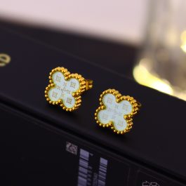 TB294 Bông tai nữ titan van cleef nền LV màu xanh ngọc