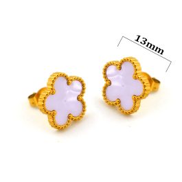 TB296 Bông tai nữ titan hoa 5 cánh van cleef nền trắng