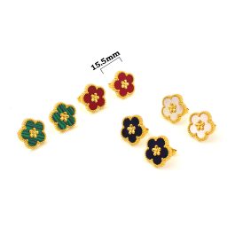 TB299 Bông tai nữ titan hoa 5 cánh van cleef