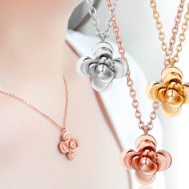 TN028 Dây chuyền titan, vòng cổ hoa trà thời trang
