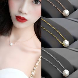TN032 Dây chuyền titan ngọc trai xỏ ngang