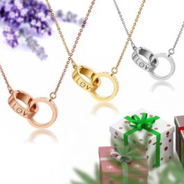 TN061 Dây chuyền titan 2 chiếc nhẫn lồng Cartier