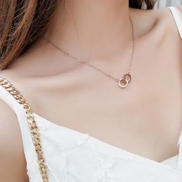 TN061 Dây chuyền titan 2 chiếc nhẫn lồng Cartier