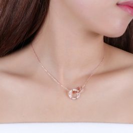 TN163 Dây chuyền titan catier 2 khoen tròn lồng