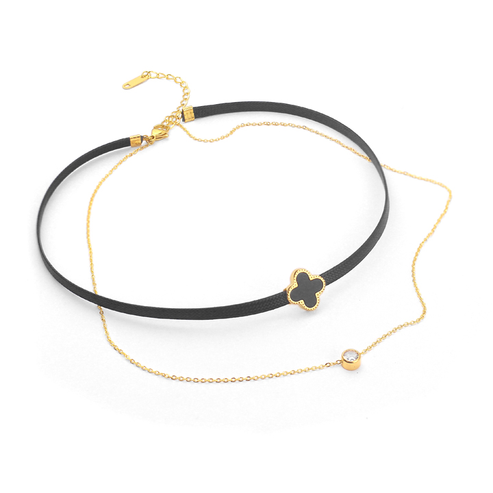 TN291 Dây chuyền titan LV thời trang choker - Ảnh 2