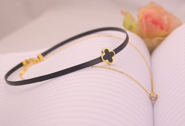 TN291 Dây chuyền titan LV thời trang choker - Ảnh 4