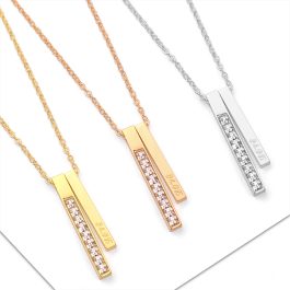 TN354 Dây chuyền titan 2 thanh trụ chạm chữ love