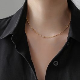 TN367 Dây chuyền titan mì gắn bi cách điệu