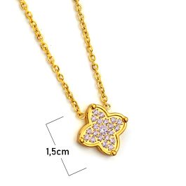 TN386 Dây chuyền nữ titan mặt LV đính full kim