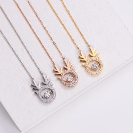 TN493 Dây chuyền titan thời trang hình tròn tuần lộc