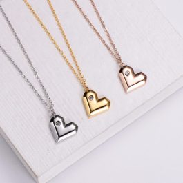 TN529 Dây chuyền titan trái tim đính 1 viên đá nhỏ