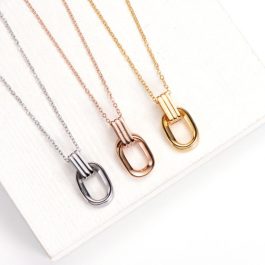 TN592 Dây chuyền titan mặt 2 khoen lồng