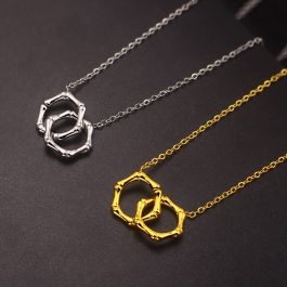 TN640 Dây chuyền titan 2 khoen tròn lồng vào nhau kiểu mắc trúc