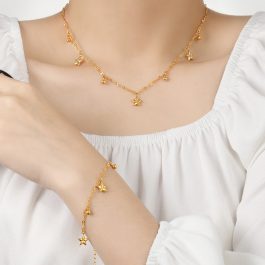 TN721 Dây chuyền titan ngôi sao cách điệu bi