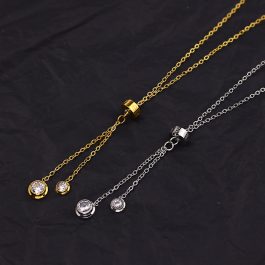 TN731 Dây chuyền, vòng cổ nữ titan cartier rớt đá cách điệu