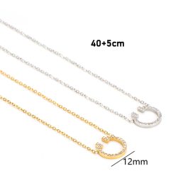 TN809 Dây chuyền vòng cổ titan móng ngựa đính full kim tấm