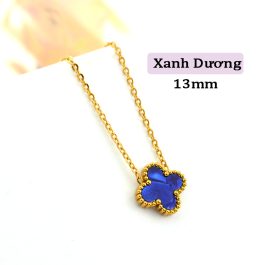 TN810 Dây chuyền titan hoa 4 cánh van cleef nền màu xanh dương