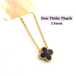 TN815 Dây chuyền titan hoa 4 cánh van cleef nền màu đen thiên thạch