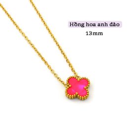 TN817 Dây chuyền titan hoa 4 cánh van cleef nền màu hồng hoa anh đào