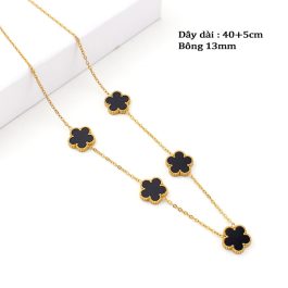 TN818 Dây chuyền titan hoa 5 cánh van cleef nền đen