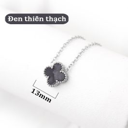 TN828 Dây chuyền titan hoa 4 cánh van cleef nền màu đen thiên thạch