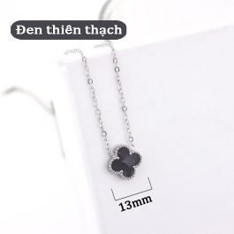 TN828 Dây chuyền titan hoa 4 cánh van cleef nền màu đen thiên thạch