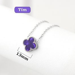 TN831 Dây chuyền titan hoa 4 cánh van cleef nền màu tím
