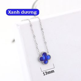 TN832 Dây chuyền titan hoa 4 cánh van cleef nền màu xanh dương