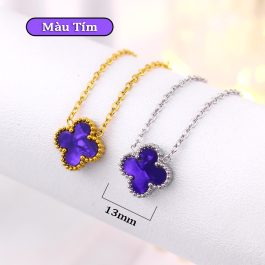 TN840 Dây chuyền titan hoa 4 cánh van cleef nền màu tím