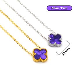 TN840 Dây chuyền titan hoa 4 cánh van cleef nền màu tím