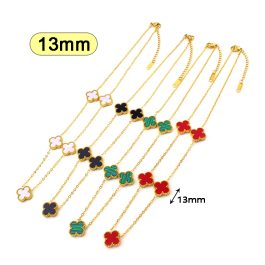 TN844 Dây chuyền nữ titan 5 bông hoa 4 cánh van cleef 13mm