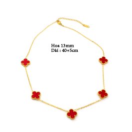 TN844 Dây chuyền nữ titan 5 bông hoa 4 cánh van cleef 13mm