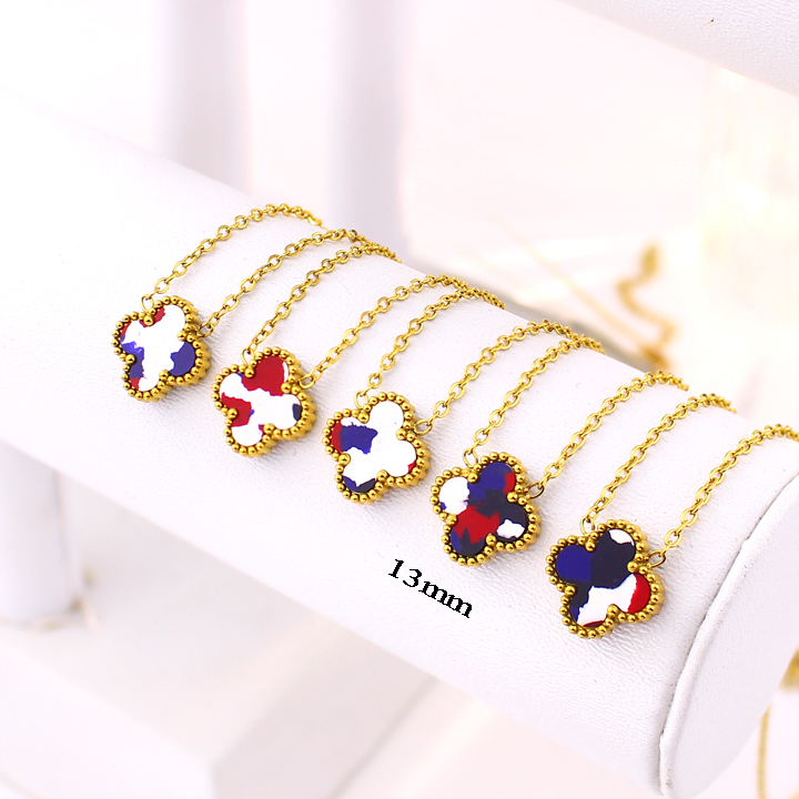 TN864 Dây chuyền nữ titan hoa 4 cánh van cleef 13mm