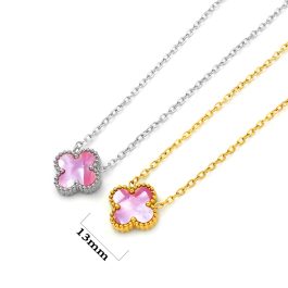 TN874 Dây chuyền nữ titan hoa 4 cánh van cleef nền vân đá 13mm