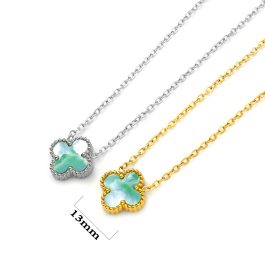 TN875 Dây chuyền nữ titan hoa 4 cánh van cleef nền vân đá 13mm