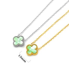 TN876 Dây chuyền nữ titan hoa 4 cánh van cleef nền vân đá 13mm