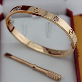 TV054 Vòng tay titan cartier màu hồng size nữ số 16