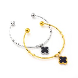 TV219 Vòng tay chữ C 2 đầu bi titan van cleef