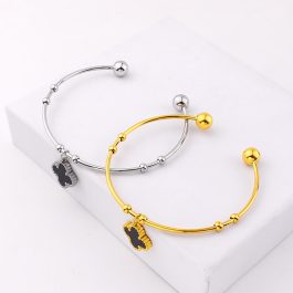 TV219 Vòng tay chữ C 2 đầu bi titan van cleef