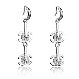 BT193 Bông tai nữ inox tòn ten chanel hai tầng