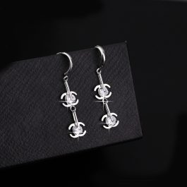 BT193 Bông tai nữ inox tòn ten chanel hai tầng