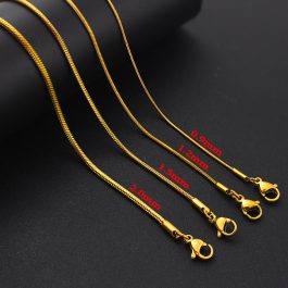 DN191 Dây chuyền inox sợi mì tròn mạ vàng không mặt