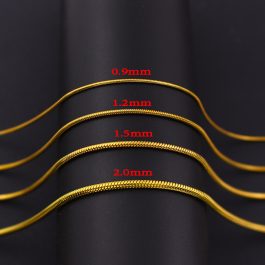 DN191 Dây chuyền inox sợi mì tròn mạ vàng không mặt